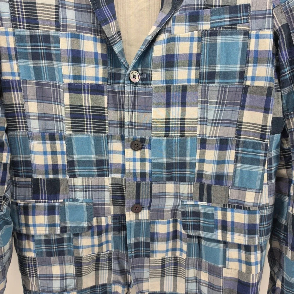 Polo Ralph Lauren Mens Blue Patchwork Madras Plaid Blazer Sport Coat Large NWT